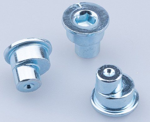 Eccentric locking pins for hinge adjustment