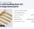 Turned brass screws beside a summary of a quote comparison: four parts quoted both ways, one slightly cheaper cold headed, break-even batch size far above the annual usage