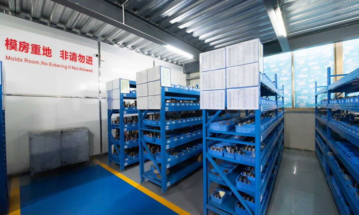 Racks of cold-heading dies in the TYF die room
